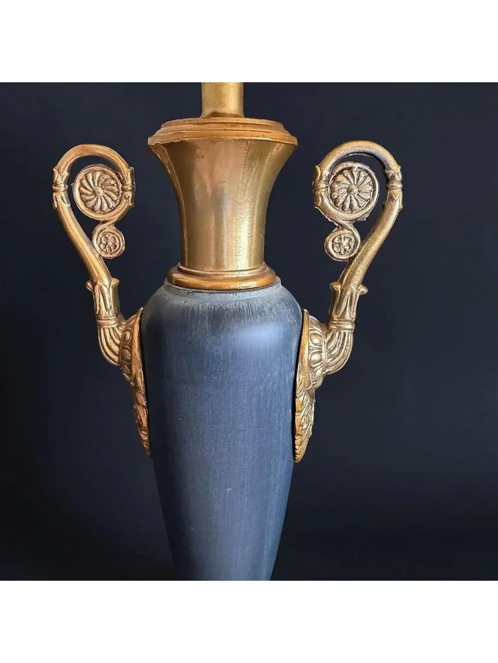Rare Vintage Neoclassical Urn Table Lamp Blue Gold Empire Style Decor 32